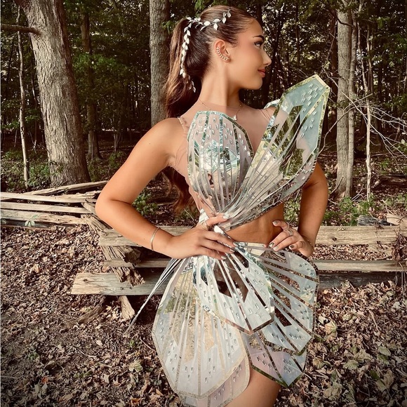 Sheer Nude and Silver Mirrored Cocktail Dress prom dress - Picture 14 of 17